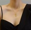 INS European and American fashion stainless steel rose pendant necklace niche design 18K women's versatile chain