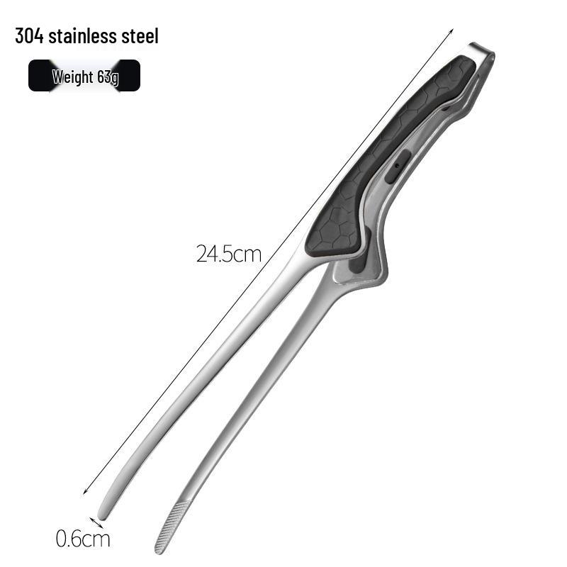 "Korean Style Titanium Gold-Plated 304 Stainless Steel Pointed Tip Tongs with Rubber Handle for Barbecue and Food">