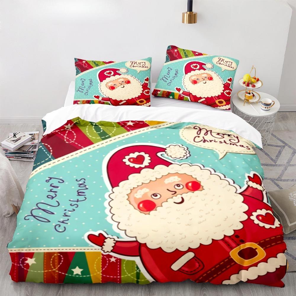 Christmas themed Santa Claus 2/3 piece bedroom set,Children'sGift Teenagers adulte Microfibre double bed Duvet Cover
