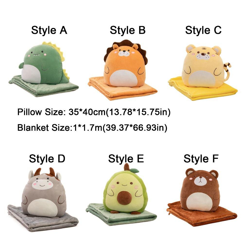 Multfunctional Flannel Cartoon Pillow Quilt Soft Storage Design Animal Pillow Blanket Stuffed Comfortable Sofa Blanket Car