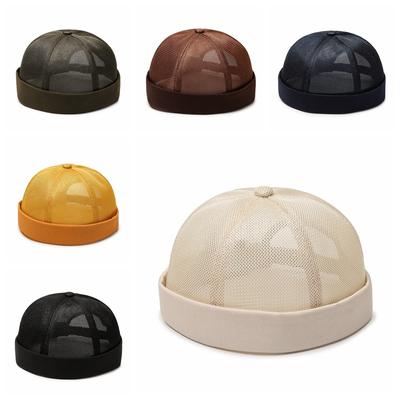 Unisex Mesh Skullcap Sailor Hat Oddychająca Hip Hop Podwinięty Mankiet Czapka Beanie Bez Daszka Casual Outdoor