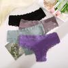 FINETOO Cotton Panties for Women Floral  Lace Briefs Comfortable Underwear Female Underpants Solid Color Pantys Lingerie S-XL