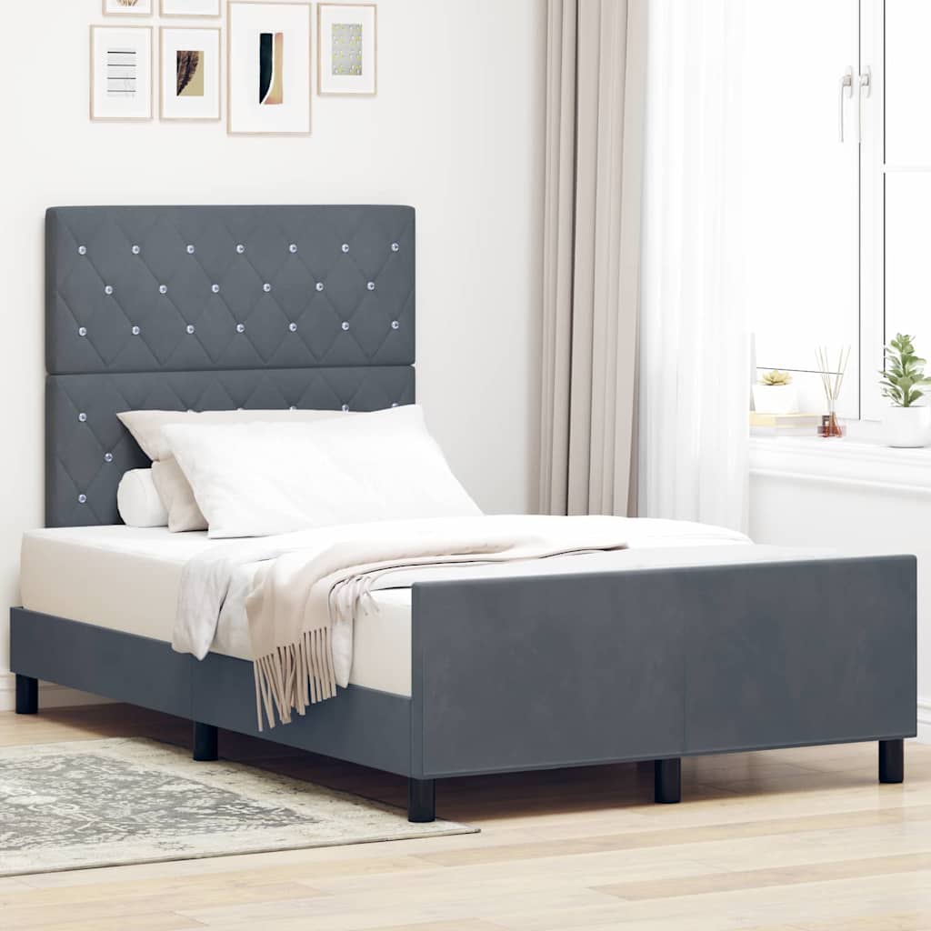 Boxspring Bed with Headboard Dark Grey 120 x 200 cm Velvet