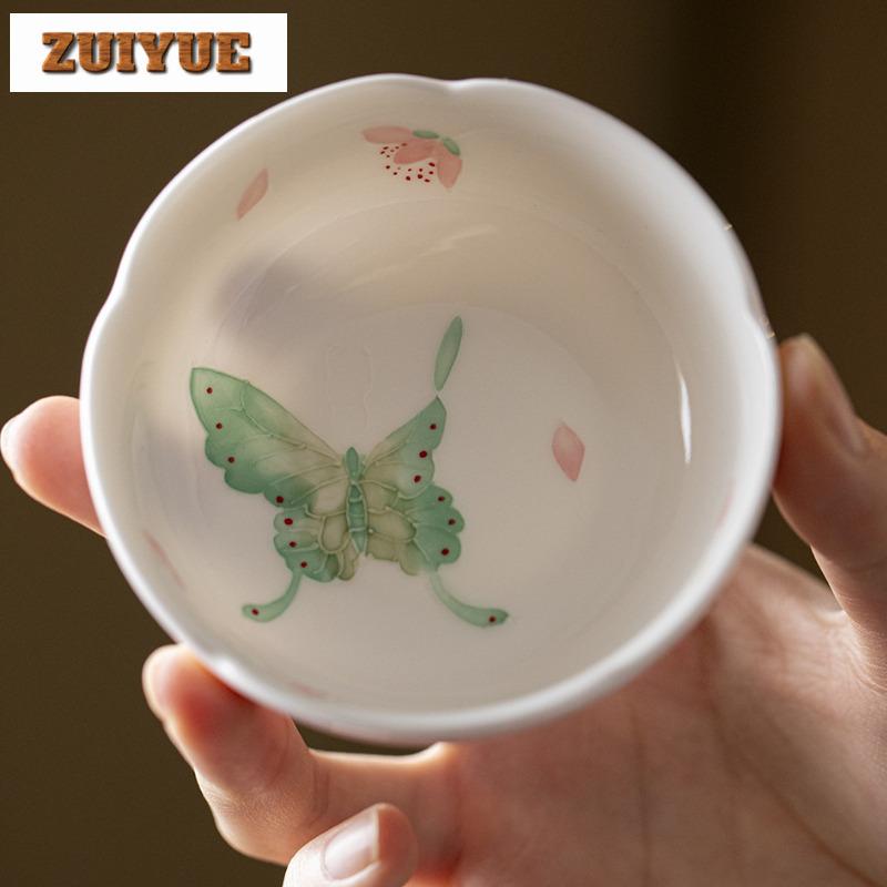 120ml Hand-painted Flower Teacup Elegant Tea Bowl Water Jug Tea-tasting Meditation Cup Chazhan Master Cups Tea Items Collection