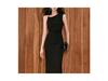 Pre-Sale Micro-Elastic Twill Dress with Metal Inlay and Asymmetric Ruched Waist