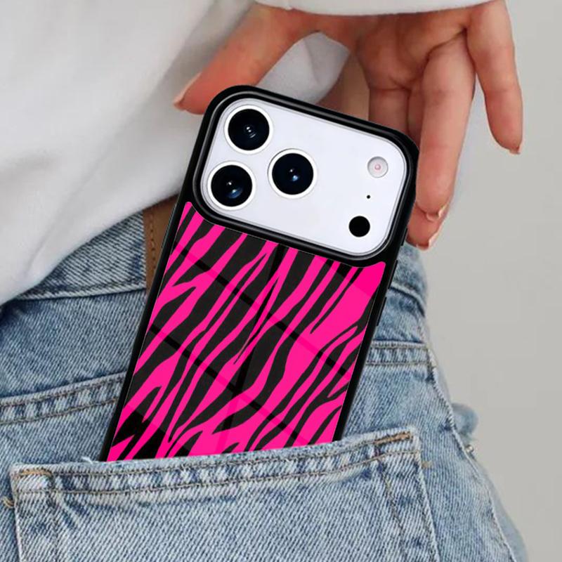 Zebra Print Clip Art Silicone Soft Side Phone Case for iPhone 17ProMax 12 13 14 15 16e 17 Pro Max Plus Air Cover