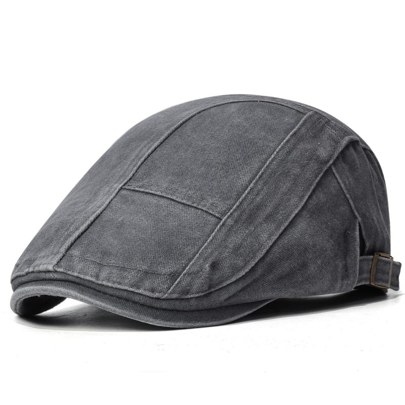 Washed Cotton Vintage Forward Cap Spliced Beret Hat Casual