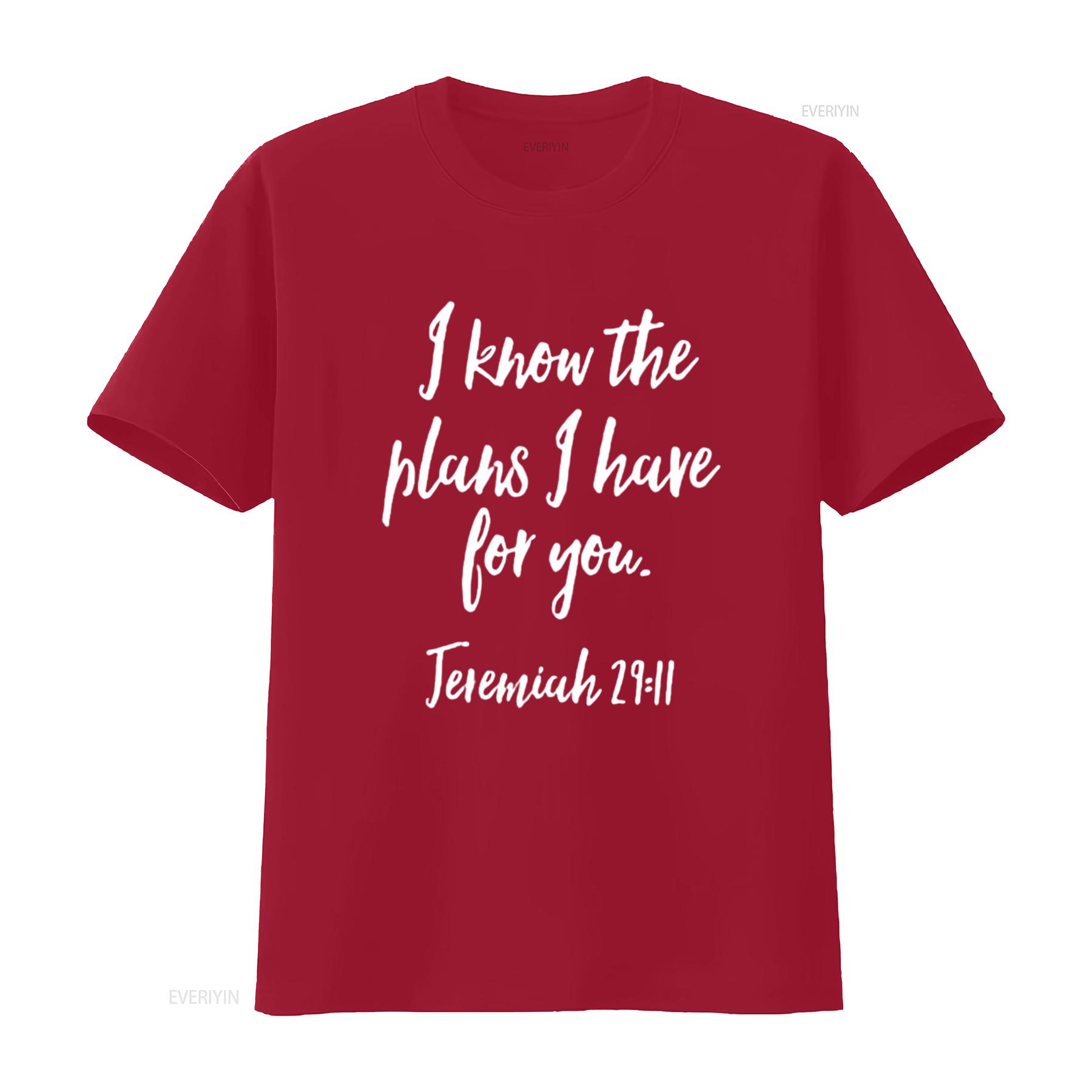 

Inspirational I Know the Plans Scripture Christian Design Womens T Shirt Black vintage Washed Soft designer clothes Comfortable S