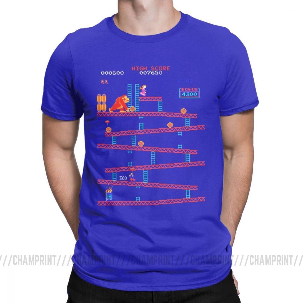 Donkey Kong TShirts Men Arcade Game Collage Vintage Pure Cotton Tees Crew Neck Short Sleeve Retro T Shirt Plus Size Funny Tops