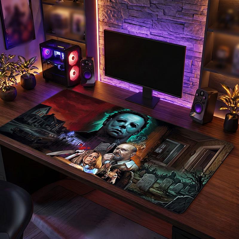 Big Mouse PadHalloween Michael Myers Extended Soft Desk Mat Gaming Office Computer Table Decor Mat