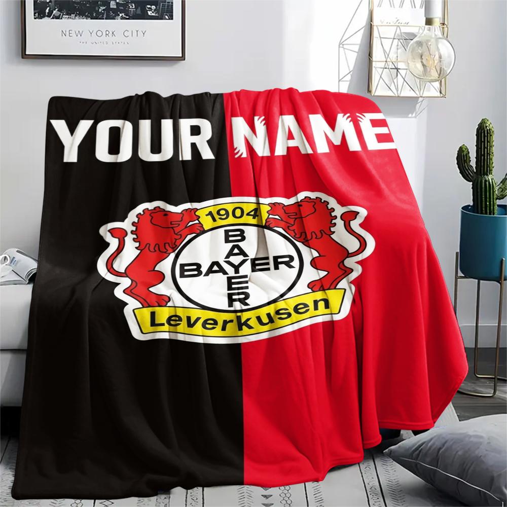 1PC Custom Name Bayer 04 Leverkusen Patterned Flannel Blanket Suitable For All Seasons for Home Decor Warmth and Comfort Gifts Holiday Present_xia
