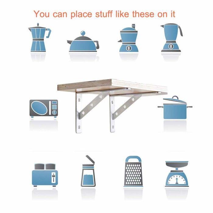 Support D'angle - IHOMEPARK - Etagère Murale - Acier Inoxydable - Argent - 20 Cm De Profondeur