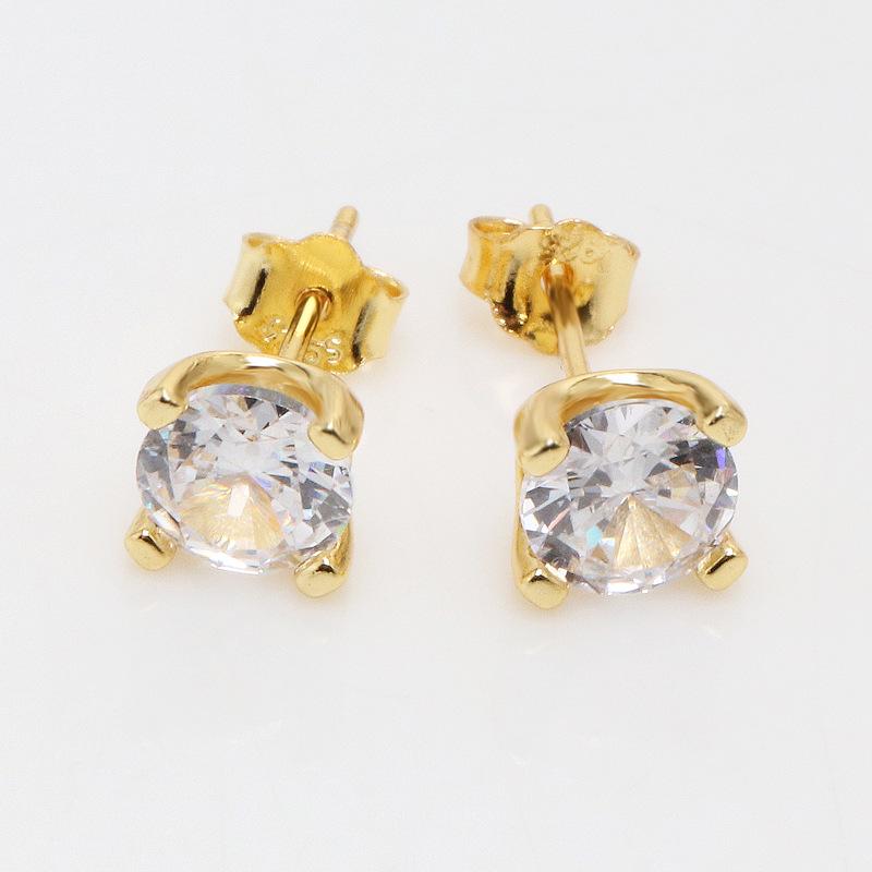 Gold-Plated Lab Grown Diamond Stud Earrings - Elegant Light Luxury Single Diamond for Valentine's Day Gift