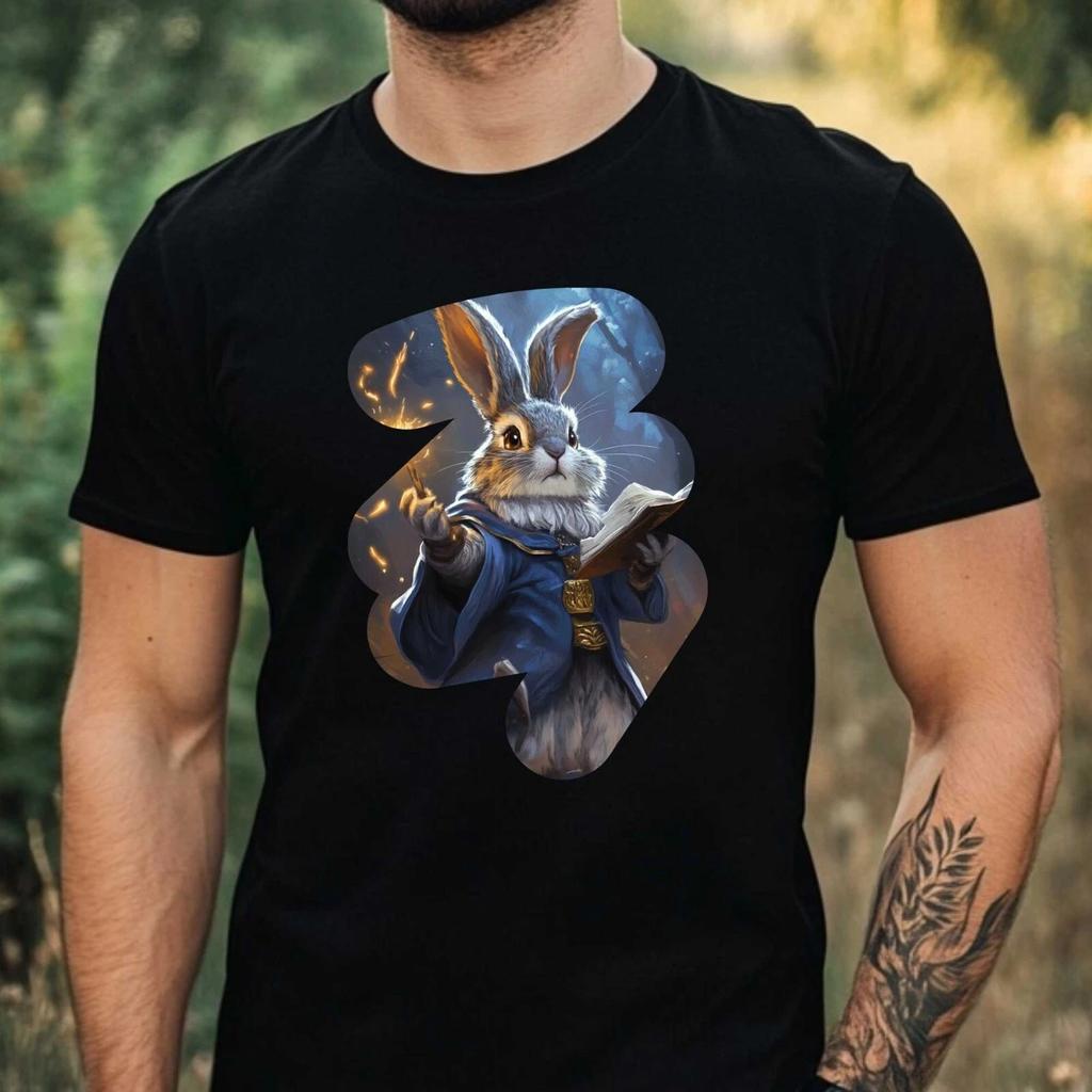 T-Shirt Herren Kaninchen Zauberer Motiv Baumwolle Größe XS bis 5XL