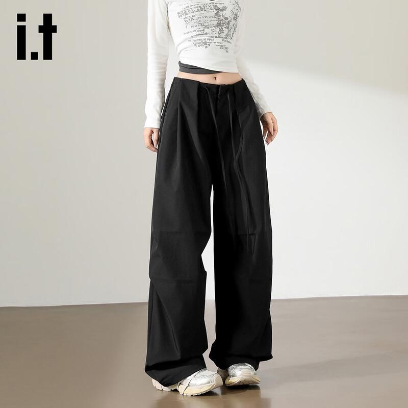 Izzue Women's High-Waist Loose Wide-Leg Workwear Pants