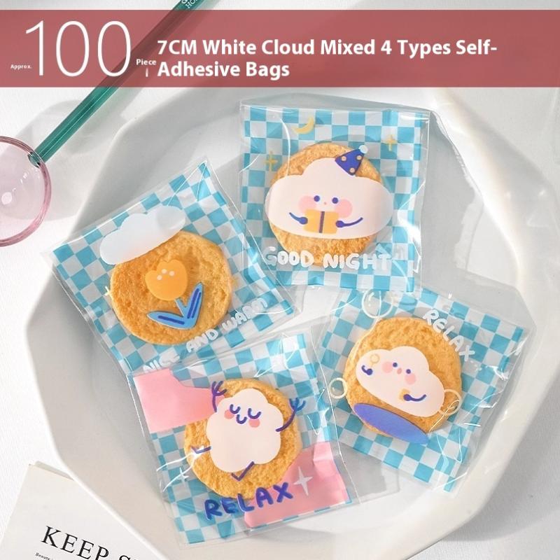 100 Pcs Cute Print Opp Bag, Gift Candy Decorative Bag, Birthday Party Wedding Dinner Gift Bags