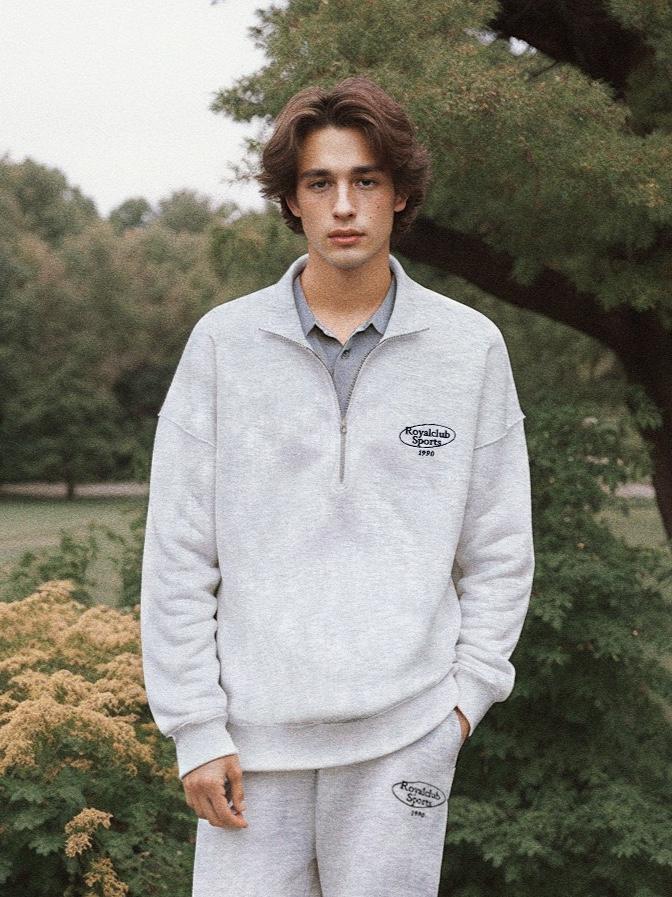 Royal Club Holiday 1990 Half-Zip Sweatshirt Campbell Oatmeal Ivory M