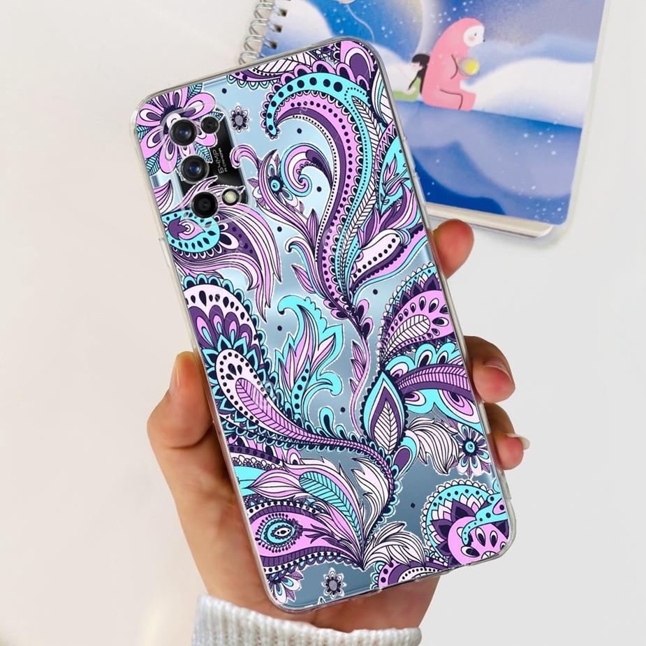 For Realme 7 Pro Case RMX2170 Cute Cat Flowers Painted Cover Clear Silicone Soft TPU Phone Case For Realme 7 Pro Realme7 5G Bags