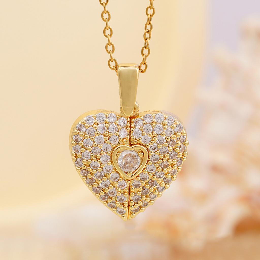 1pc Heart Angel Wings Openable Pendant Necklace Fashionable Cute Party Jewelry Valentine's Day Gift for Women Girls Mum