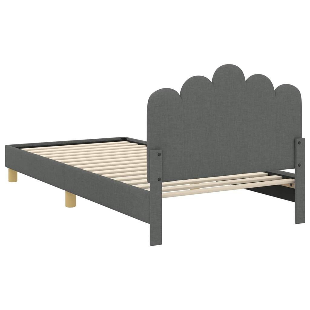 Kids Bed Frame with Headboard Dark Grey 90 x 200 cm Fabric