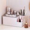 1pc Versatile White Vanity Organizer Cosmetic Display Case & Tissue Holder, Multi-Functional Storage for Remote Controls & Sundries