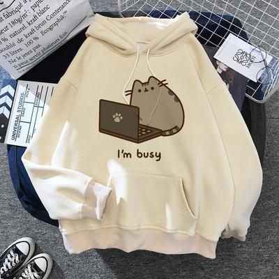 Women's Cat Hooded Sweatshirt 2025 Cartoon Costume Korean Harajuku Kawai Style Oversized