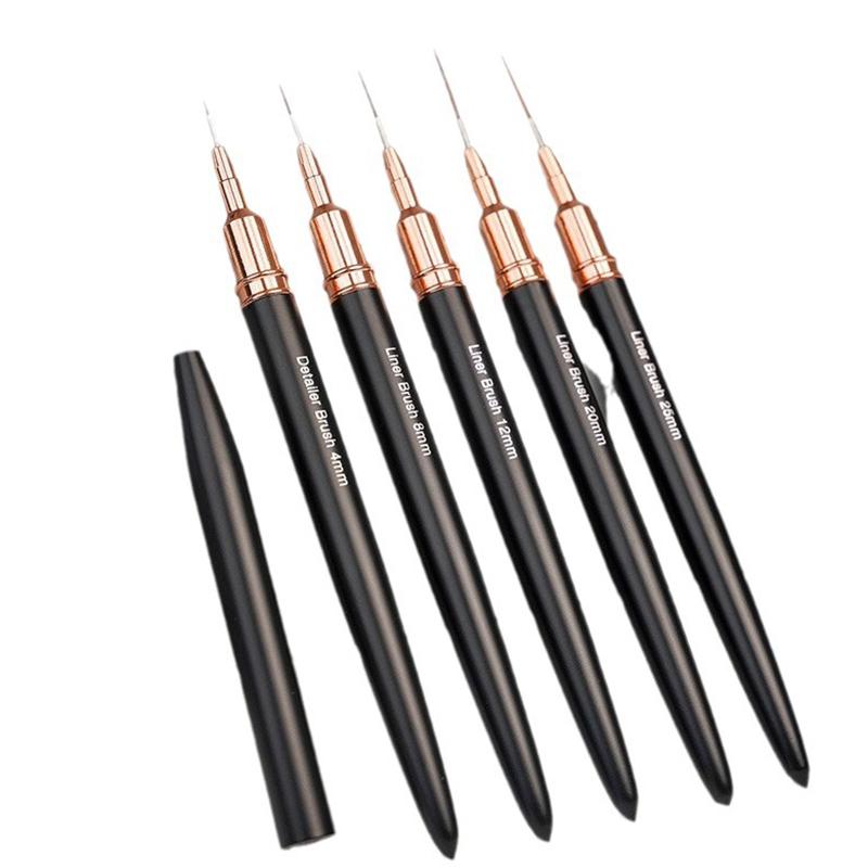 5 Stk./Set Professioneller Nail Art Liner Pinsel für Linienmalerei Design, Gel Liner Nail Art Pinsel für Nägel 7/9/11/15/20 mm