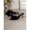 Lace Heeled Slippers 2025 Summer New Pointed Toe Plus Size Stiletto Heel Toe Slippers for Women
