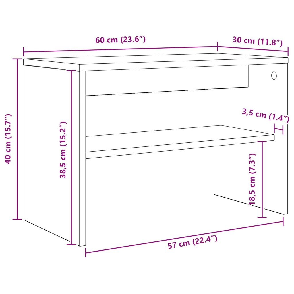 TV Stand in Sonoma Oak Finish 60 x 30 x 40 cm Engineered Wood