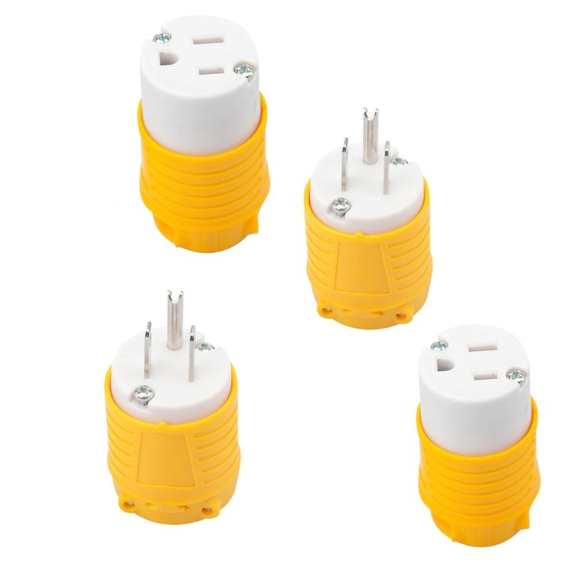 15A 125V Electrical Power Socket Plug, Easy Screw In Assembly for Household Office Garden Garage Equipment Workshop Tool