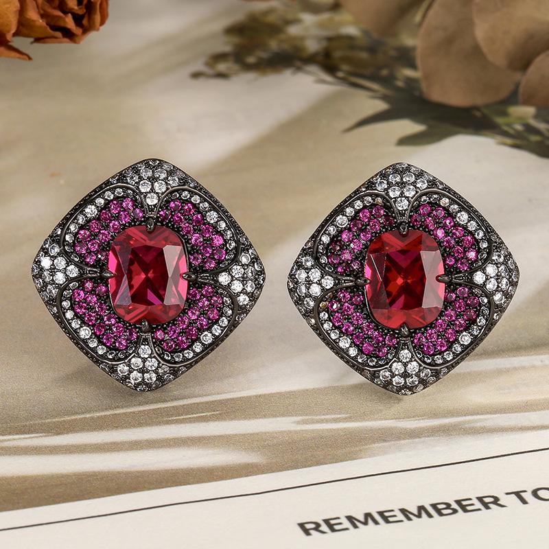 Jewelry Set Ornament Earrings Necklace Ring Vintage French Black Gold Plated Premium Women'S