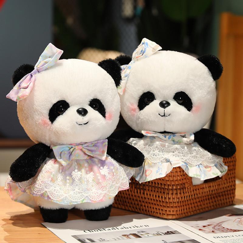 Sweet Cute Lolita Dress Panda Plush Toys Cartoon Girls Birthday Gifts Dolls