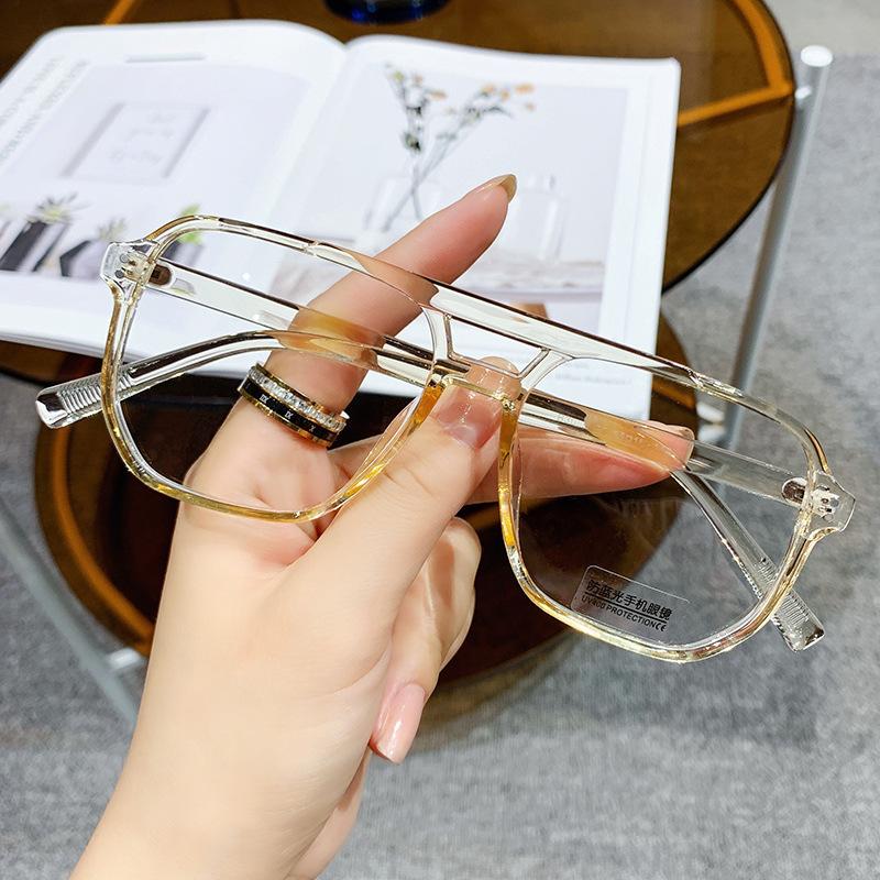 Luxury Square Frame Reading Glasses Anti Blue Light Computer Eyewear for Women Men Fashion Presbyopia Glasses Double Bridge
