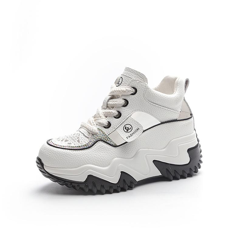 2025 new leather belt drill hollow dad shoes women's summer lightweight inner height increase casual sports shoes platform sandals