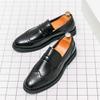 Retro Men Business Loafers Dark Brown American One-foot Comfortable Breathable Brand Brock Shoes Travel Shoes Sizes 38-46