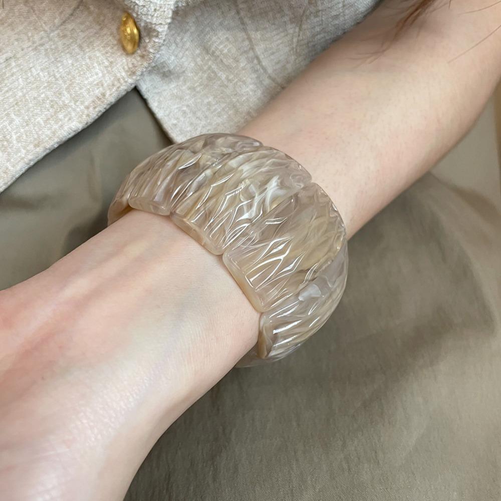 Bohemian Irregular Wide Bracelet Smudging Retro Hand Ring Creative Acrylic Bangle  Friend Gift