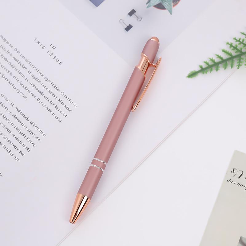 

Металлическая шариковая ручка-стилус 2-в-1 цвета розового золота с черными чернилами 1,0 мм для устройств с сенсорным экраном обратно в школу Rose Gold чёрный