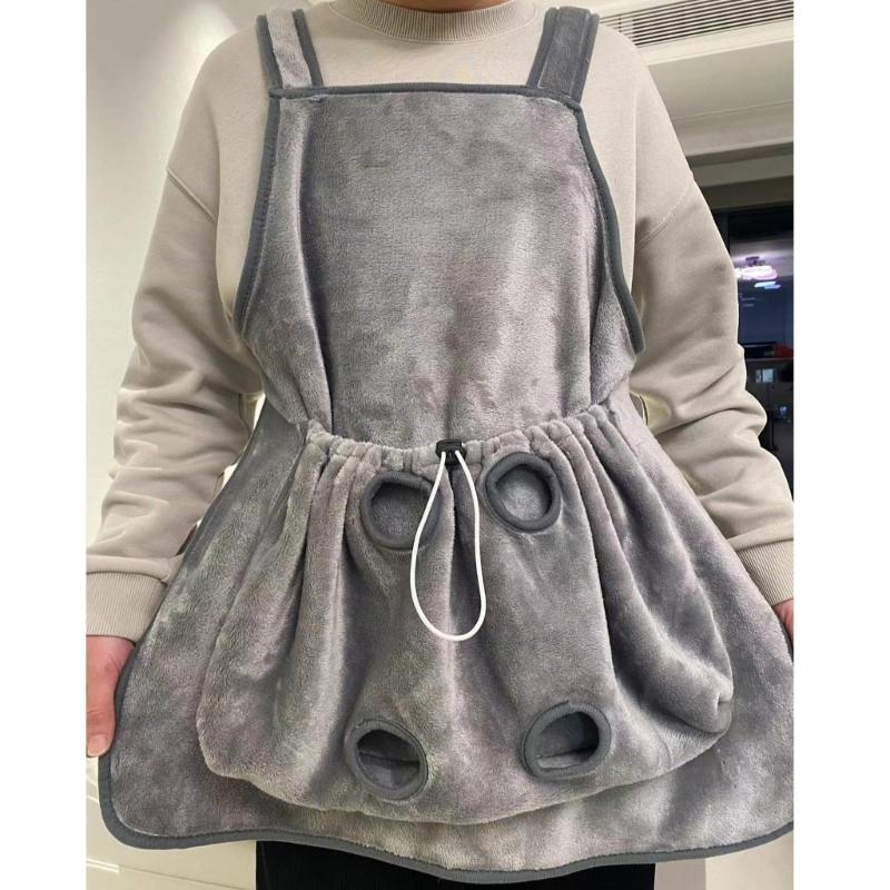 Cats Holding Carriers Velvets Aprons Slings Accompany Carriers Bag Indoor Use Smock Aprons with Pocket