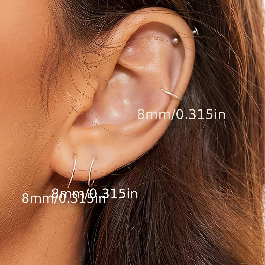 3 szt. 20G/16G 6/8/10mm Kółka do nosa Zestaw Mała Cienka Biżuteria do piercingu Elegancka Minimalistyczna Do przegrody nosowej Kolor Złoty Srebrny Różowe złoto