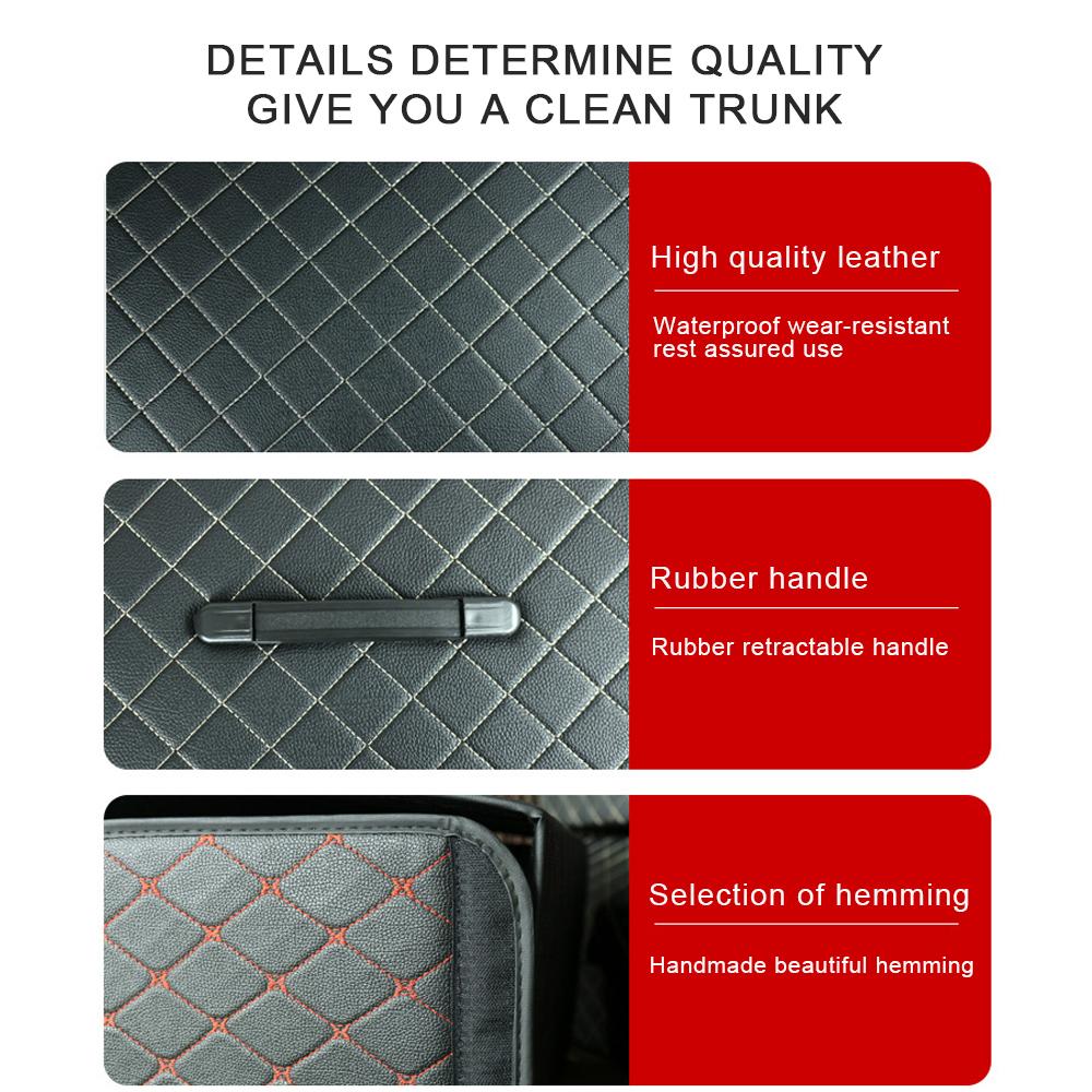 Collapsible Car Trunk Storage Box High Capacity Organizer In The Car PU Leather Trunk Tool Box Auto Accessories Storage Bag