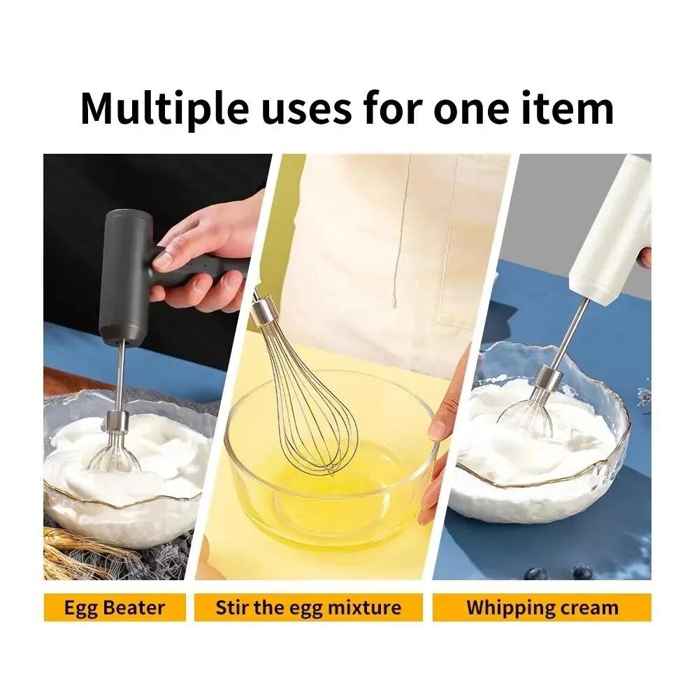 Tragbarer Lebensmittelmixer Elektrischer Schneebesen Handheld Kabellos Schneebesen 3 Geschwindigkeitsstufen Anpassung Backen Teig Kuchen Sahne Mixer