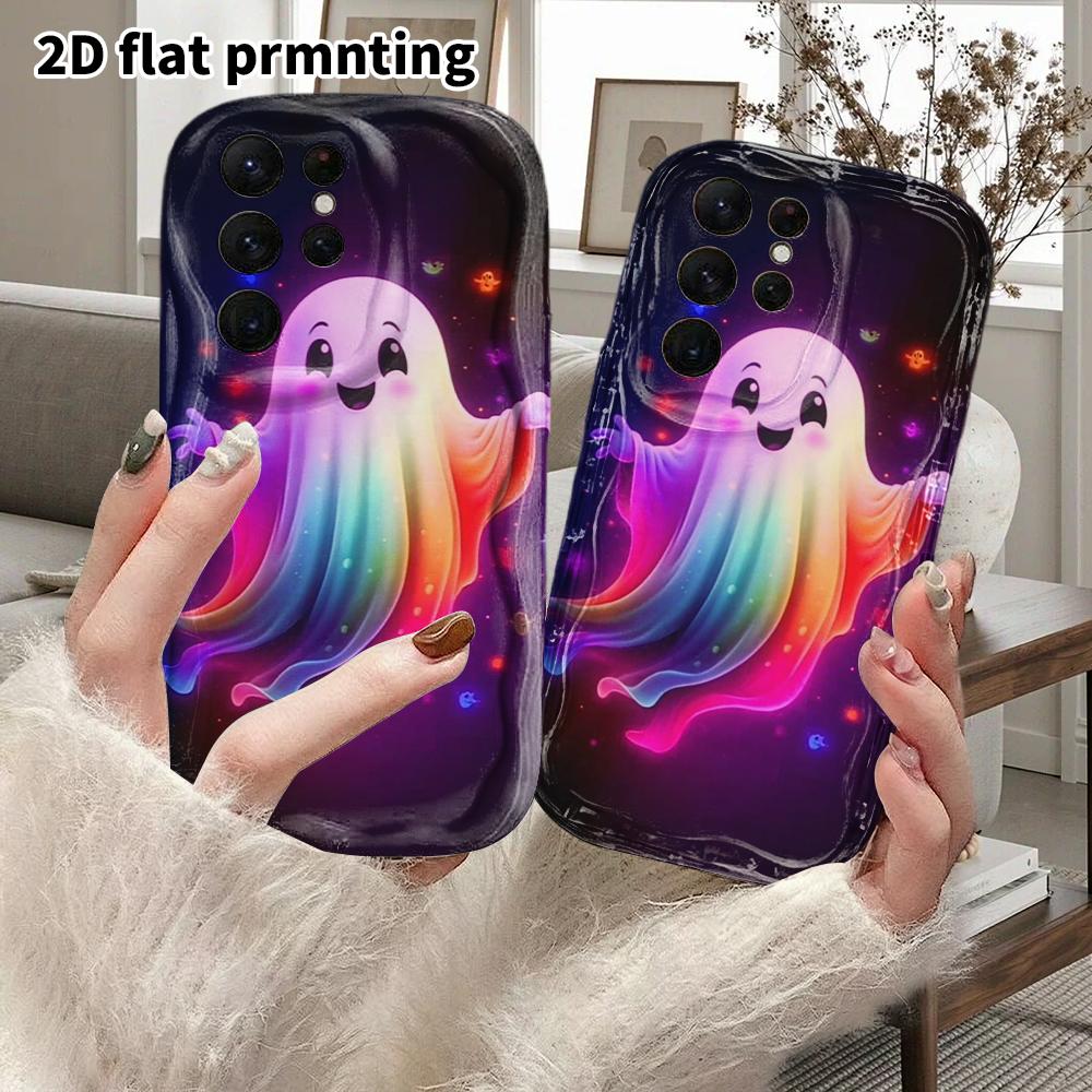 Phone Case: 2D Flat Samsung Galaxy A34 A35 M05 M06 S20 S22 S21 FE Plus 5G Protective Case, Couple Style, Glowing Ghost, Christmas and Halloween Gift