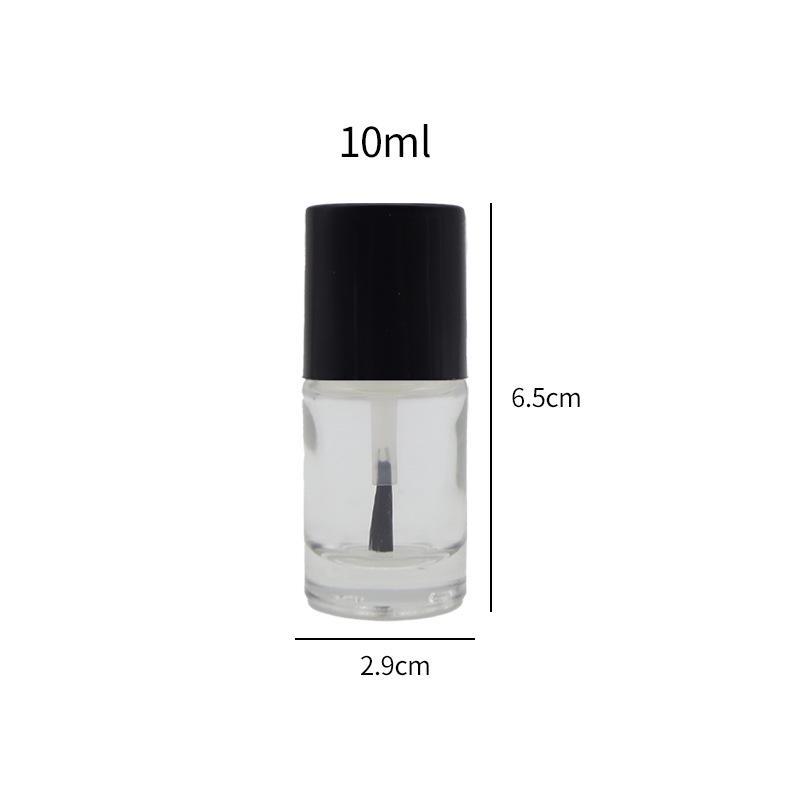 10ml Transparent Round Glass Nail Polish Bottle with Brush