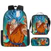 Dragon Ball Backpack Cross-border Trend Backpack Retro School Bag Dragon Ball Cartoon Three-piece Set