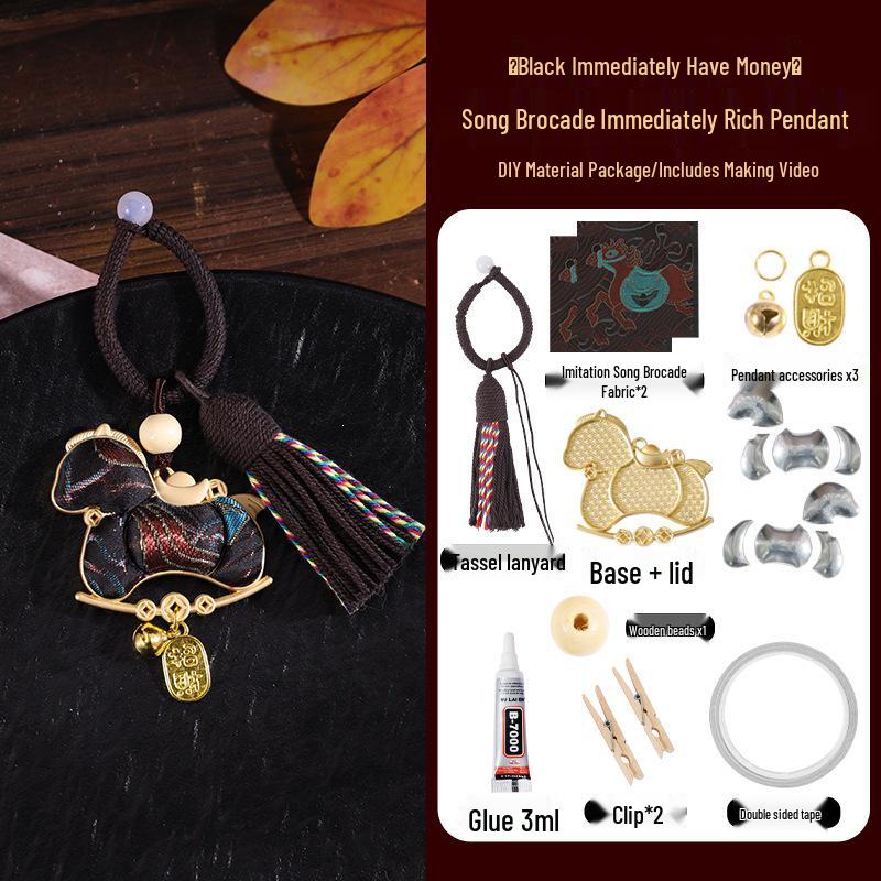 Handmade Year of the Horse Brocade Keychain Ornament