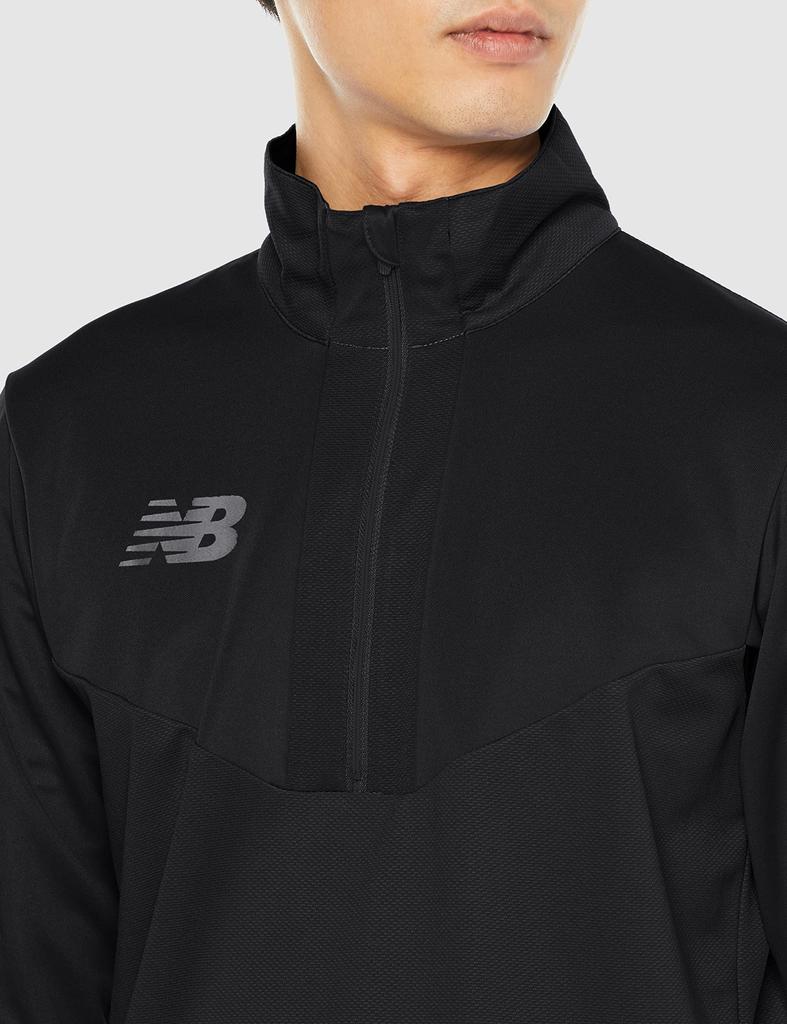 New Balance AMT25206 Soccer Jersey S Warm-up Half-Zip T-Shirt, Black,