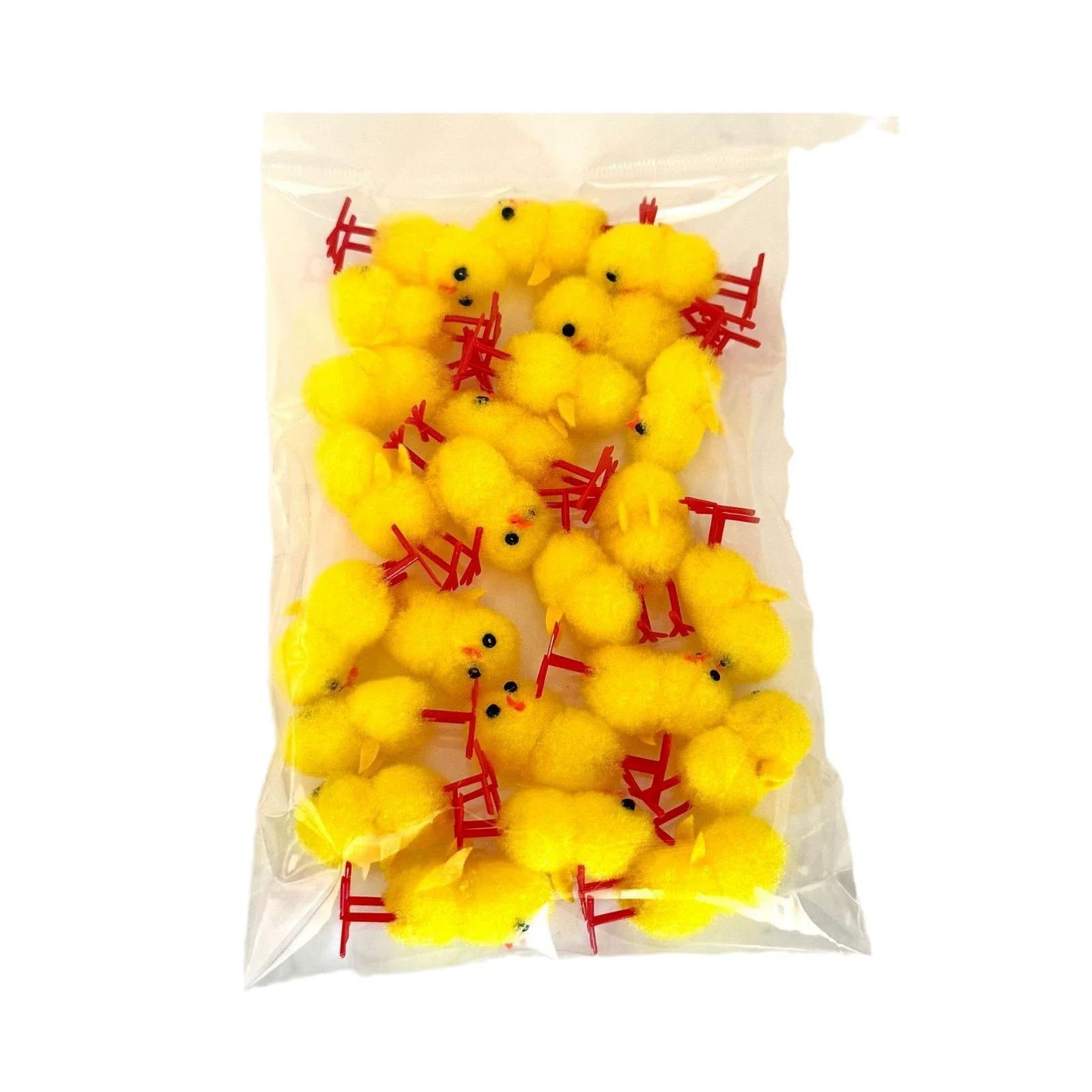 

24-144PCS Yellow Cotton Ball Chick Easter Plush Chicken for Holiday Decor Party Decor Cute Easter Decorations for Kids