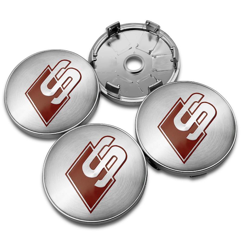 4Pc 56mm 60mm Car Wheel Center Cap Stickers Hub Covers Badge Decal Accessories For Audi Sline A1 A2 A3 A4 A4L A5 RS RS3 RS4 RS6