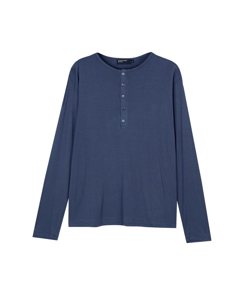 MICHIKO LONDON SPORTS Soft Jersey Henley Neck Long Sleeve
