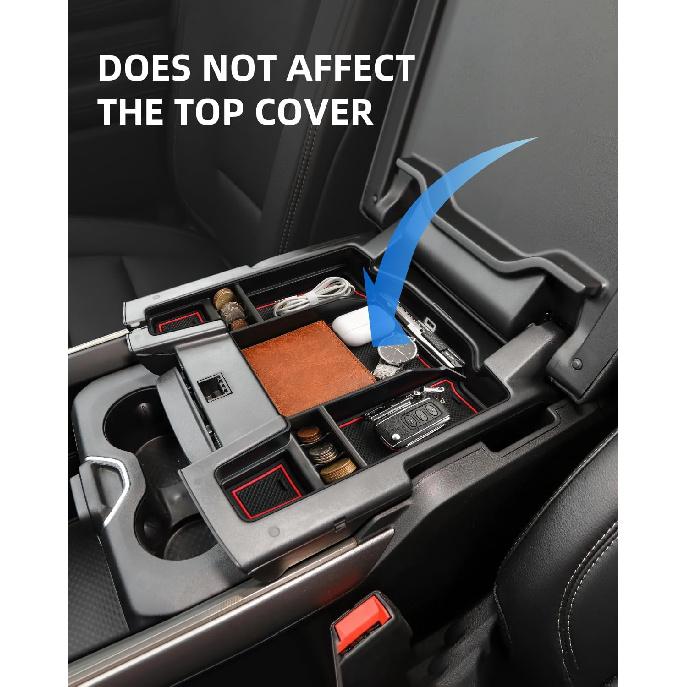 Center Console Organizer for 5th Gen 2026 2025- Ram 1500 2500 3500(Full Console w/Bucket Seats Only), ABS Storage Box, Middle Console Tray Organizer,